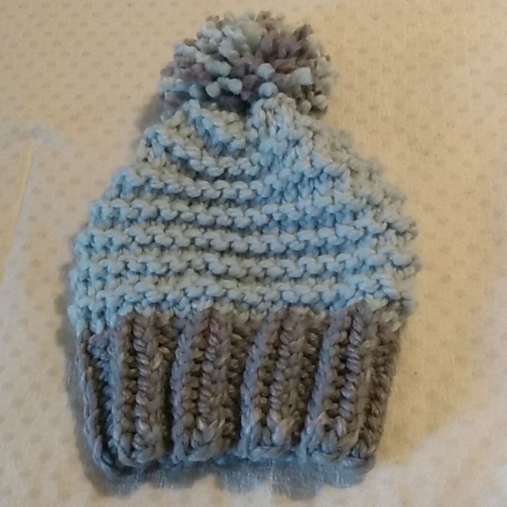 Hand-knit garter stitch hat